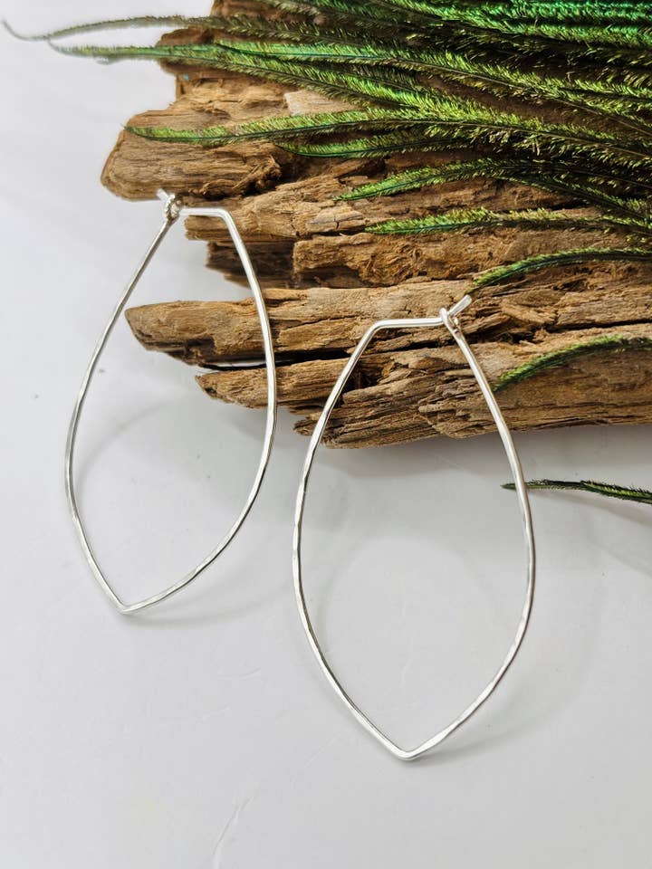LUNA Leaf Hammered Hoops for wholesale by Rachel Renee Jewelry