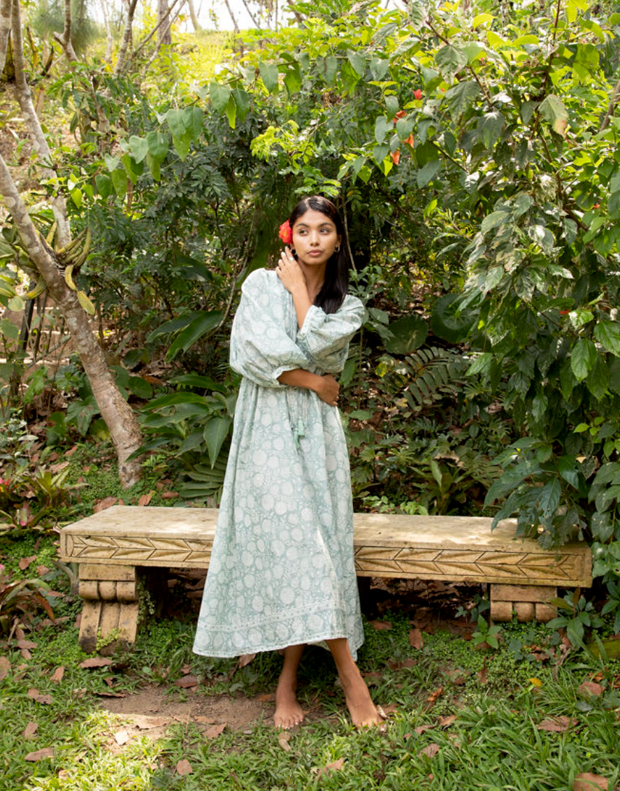 The Fox and The Mermaid - Wholesale Dress - Women's - Block Printed Drawstring Cotton Dress (Indra)3