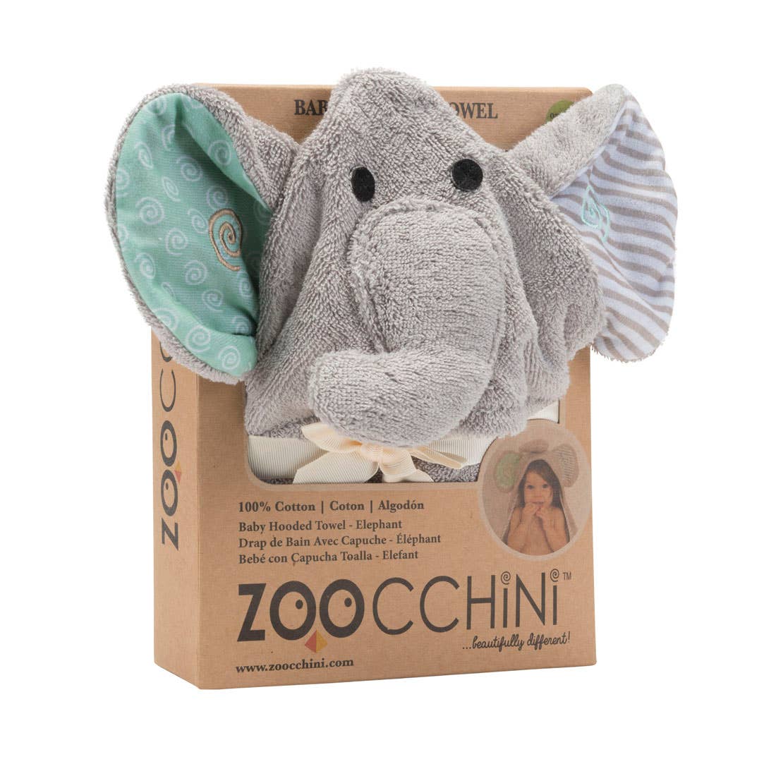 ZOOCCHINI - Wholesale Hooded Towel - Kids & Baby - Baby Snow Terry Hooded Bath Towel Elephant 0-18M1
