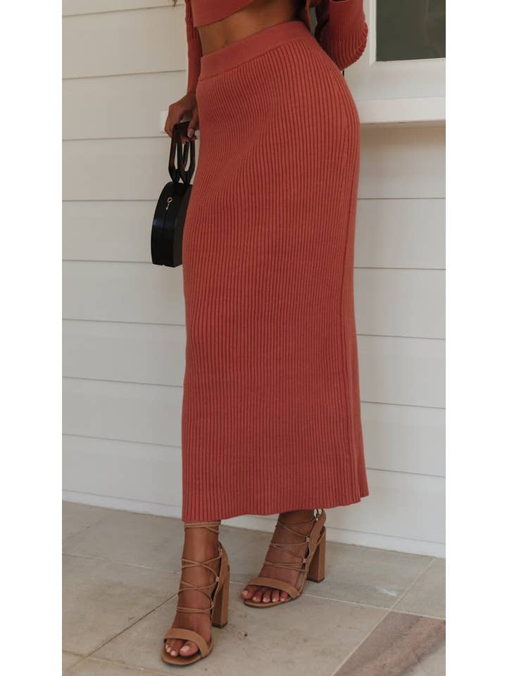 Sweetkama - Wholesale Top & Skirt Set - Women's - Solid Color Top & Skirt 2PCS Kintted Set Sweater Set HL73005