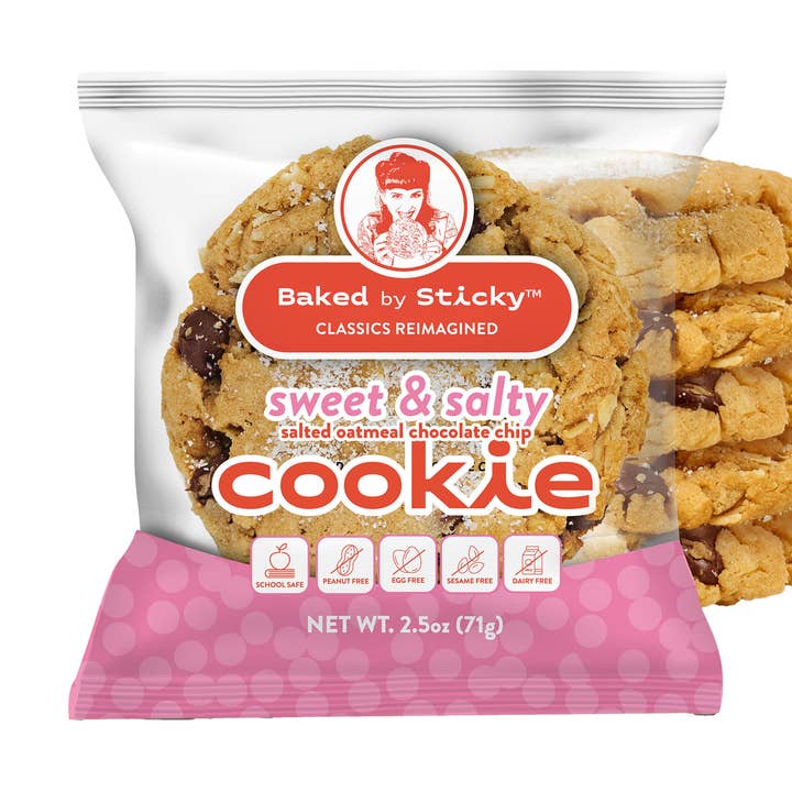 Vegan Sweet & Salty Cookie, Dairy & Peanut Free, Kosher for wholesale by Baked by Sticky