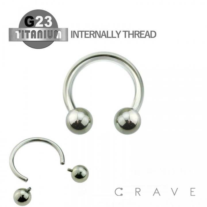 CRAVE BODY JEWELRY – Engroshandel Enkeltøreringe – Hestesko med indvendigt gevind i titanium med kugle