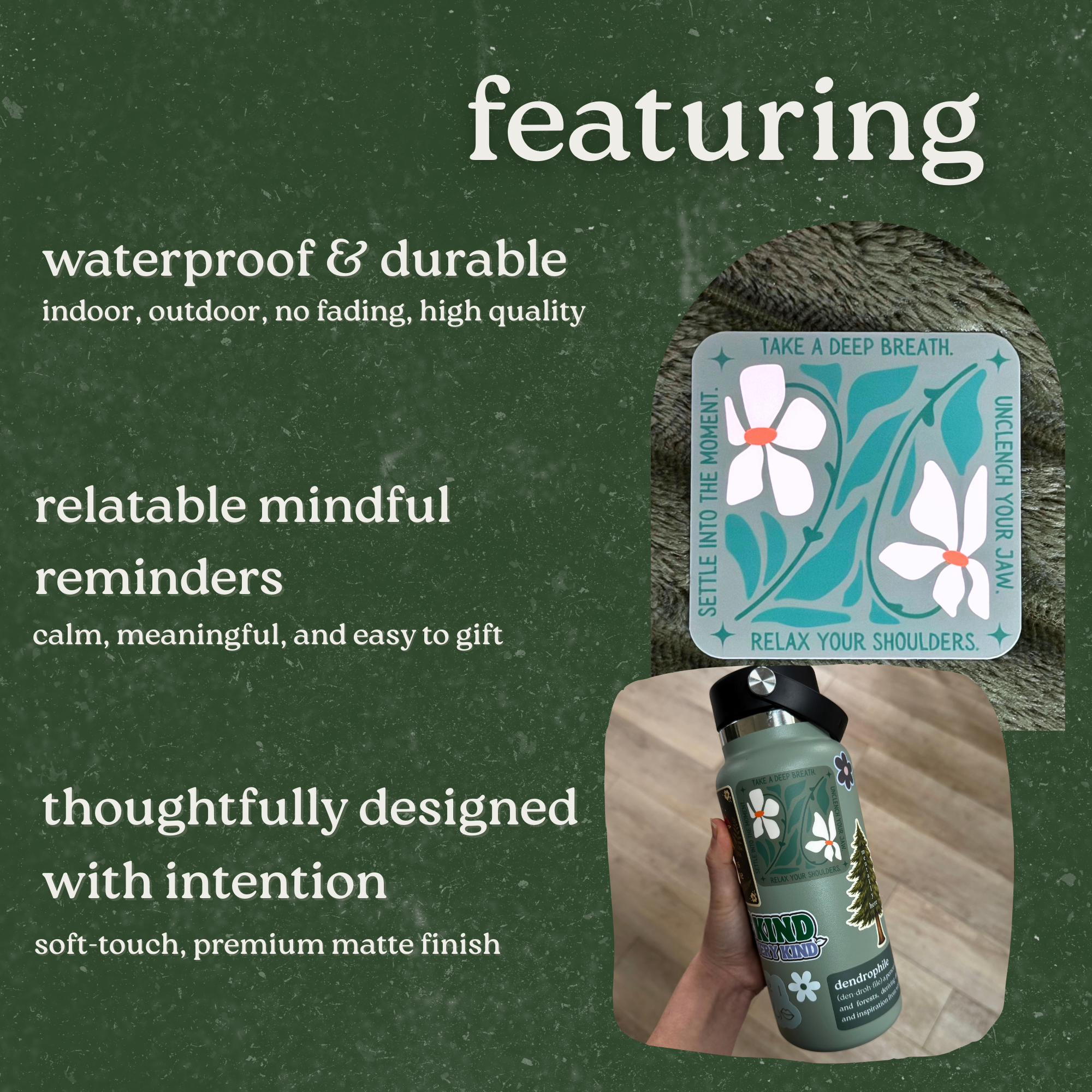 Mindful over Mind Full – wholesale Sticker – Take a Deep Breath Sticker | Mental Health Sticker | Calming2