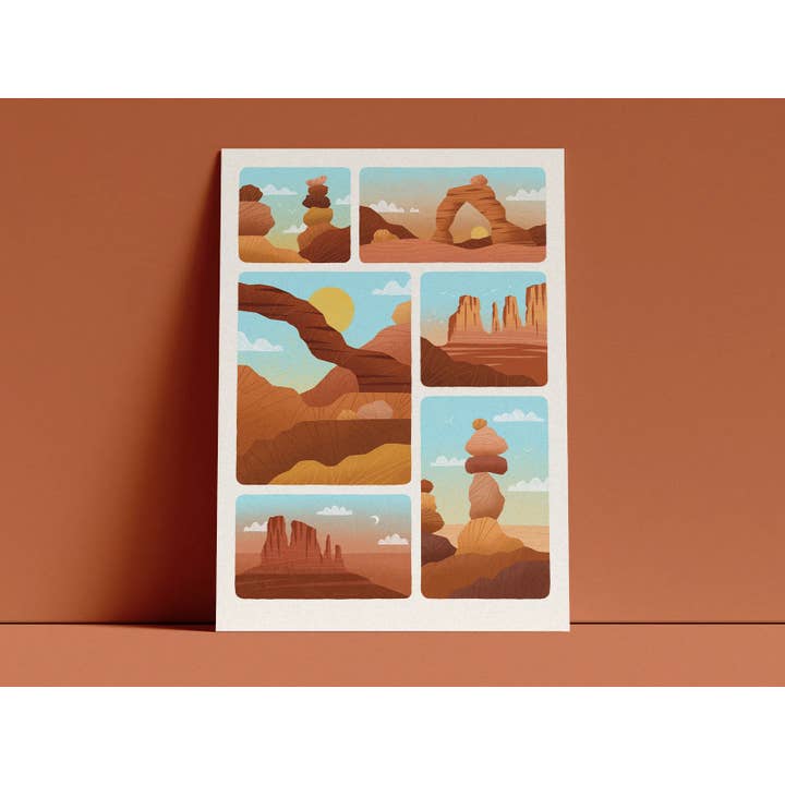 Red Desert A4 Print - Limited Edition for wholesale by Clare Lewis Illustration