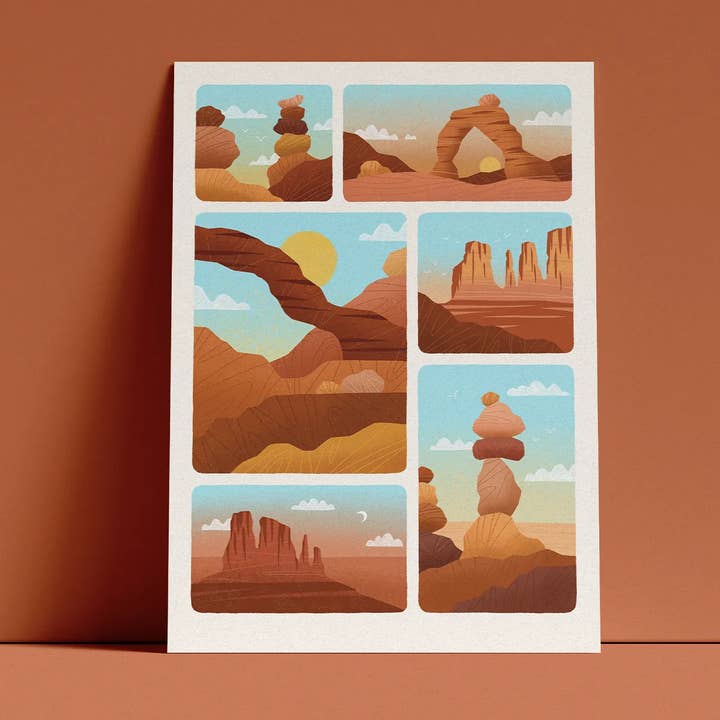 Red Desert A4 Print - Limited Edition for wholesale by Clare Lewis Illustration