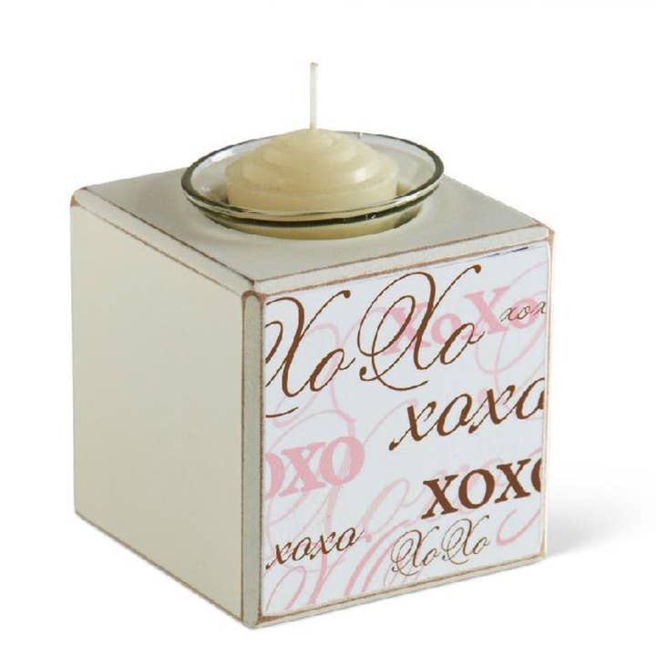 3,5" Valentijnsdag Bruin & Roze Letters XOXO Kaarsblok voor wholesale door Dunn Deals