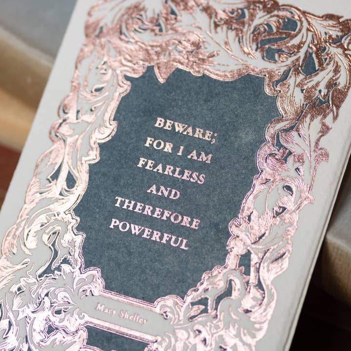 Mary Shelley Quote Foil Letterpress Folded Card for wholesale by Oblation Papers & Press