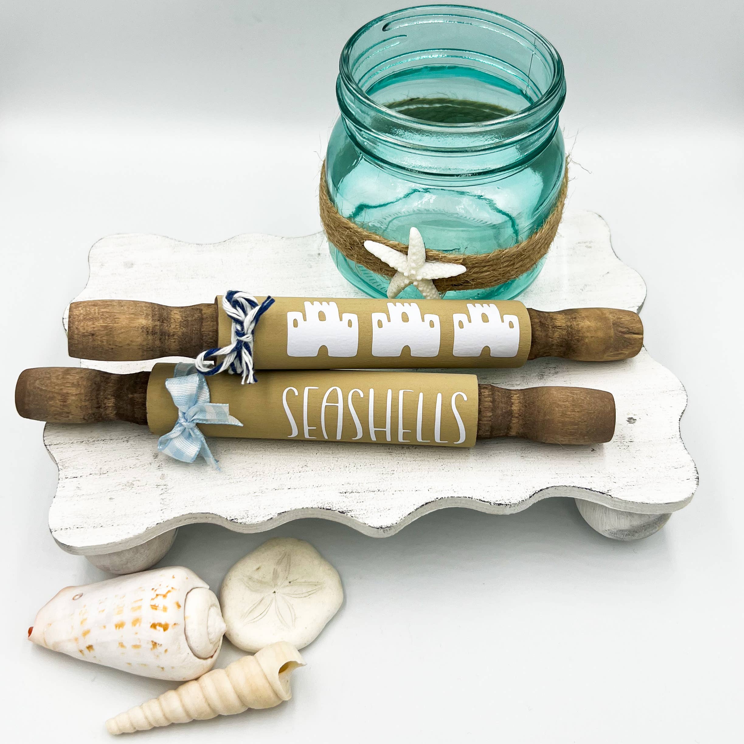 Ruaille Buaille Co - Vendita all'ingrosso Decorazioni da tavolo - Decorazioni da spiaggia | Vassoio nautico a più livelli | Decorazioni per la casa estiva6