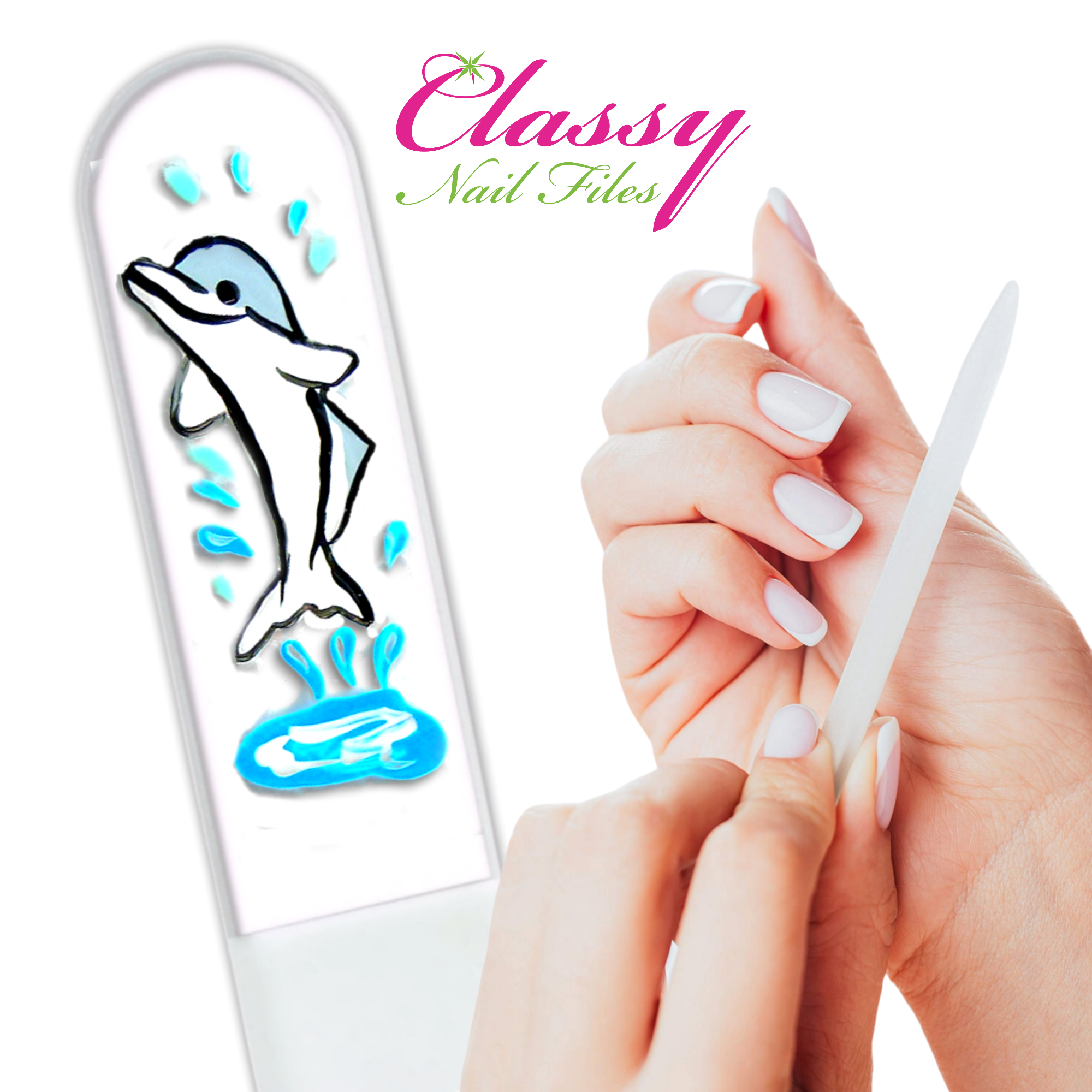Classy Nail Files – Engroshandel Neglefil – Delfin Havliv Dyr Håndmalet Tjekkisk Krystal Neglefil5