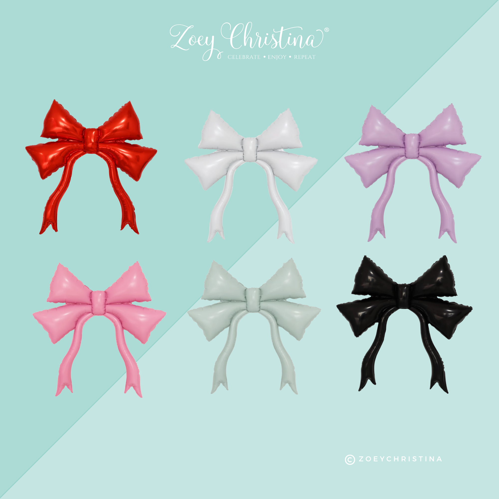 Zoey Christina - Vendita all'ingrosso A palloncino - Palloncino in Foil a Forma di Fiocco Oversize – 119 cm x 119 cm – Solo Riempimento ad Aria12