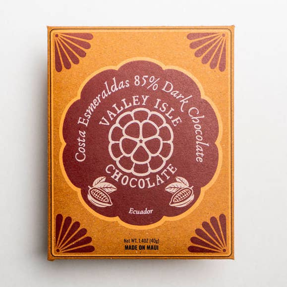 Ecuador 85% Dark Chocolate Costa Esmeraldas 10 Case for wholesale by Valley Isle Chocolate