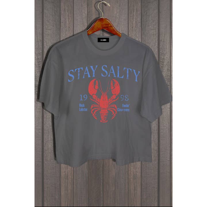MINEB - Wholesale Screen Printed T-Shirt - Women's - STAY SALTY VINTAGE LOBSTER GRAPHIC TEE