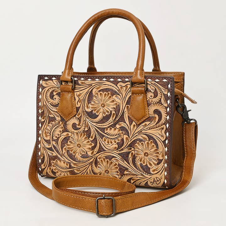 ADBG1453 American Darling Tooled Leather Tote | Floral Carved Crossbody for wholesale by LS Western