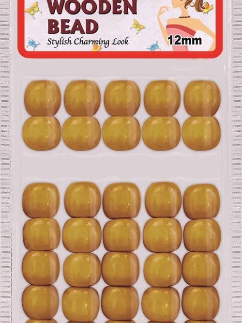 WOODEN BEAD 12MM (YELLOW) for wholesale by MI Hair Distribution