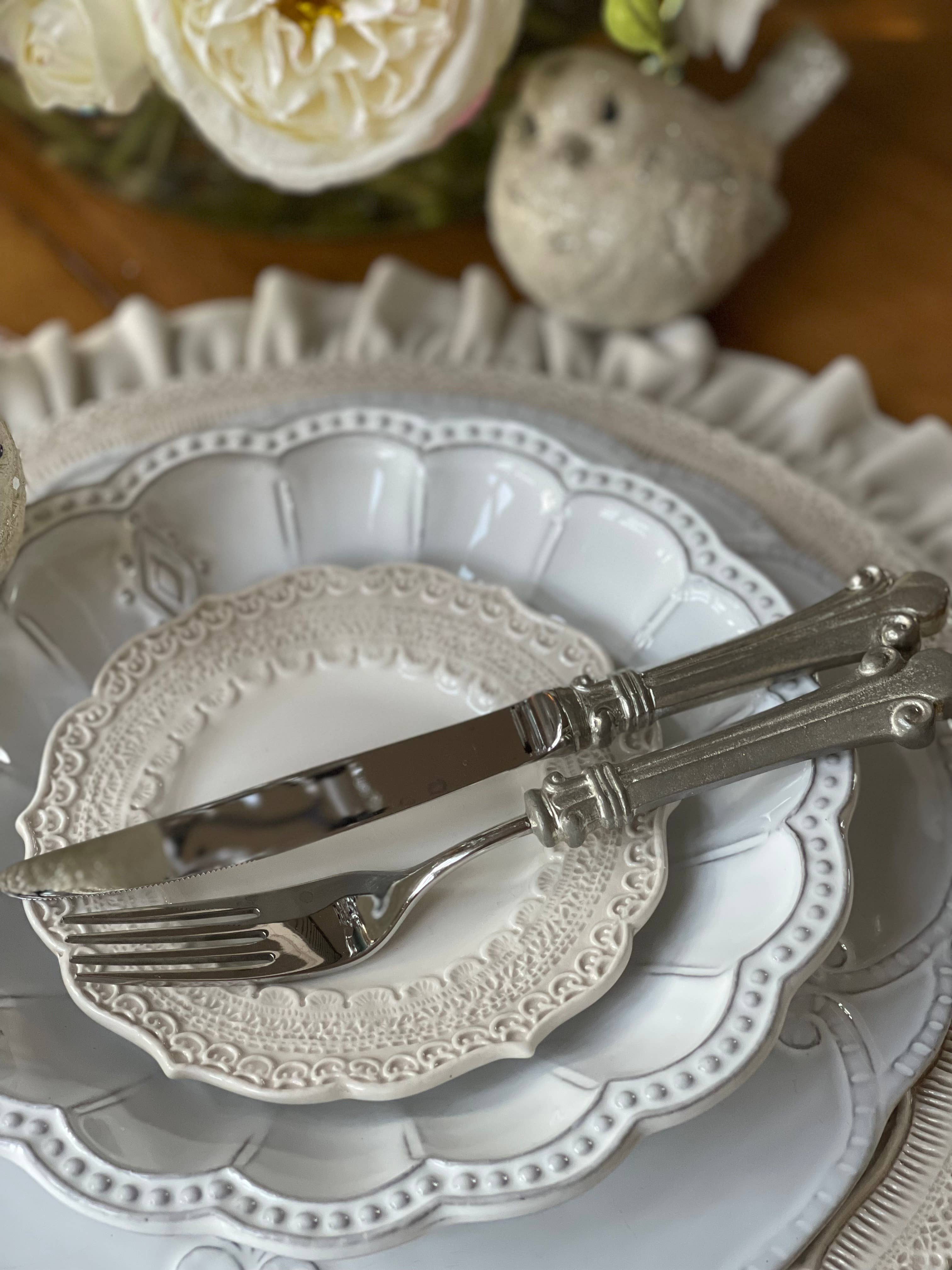 Arte Italica & Crown Linen Designs - Wholesale Appetizer Serveware - Finezza Cream Bread / Canapé Plate3