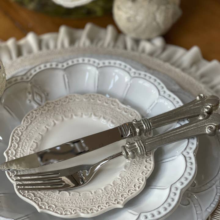 Arte Italica & Crown Linen Designs - Wholesale Appetizer Serveware - Finezza Cream Bread / Canapé Plate3