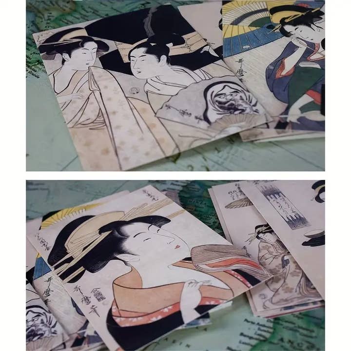 Kitagawa Utamaro Postcards, Ukiyo-e Prints, 3.9X5.5', for wholesale by Magnifique Hearts