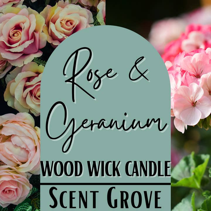 Scent Grove - Wholesale Jar/filled candle - Rose & Geranium scented Wood Wick Soy Candle