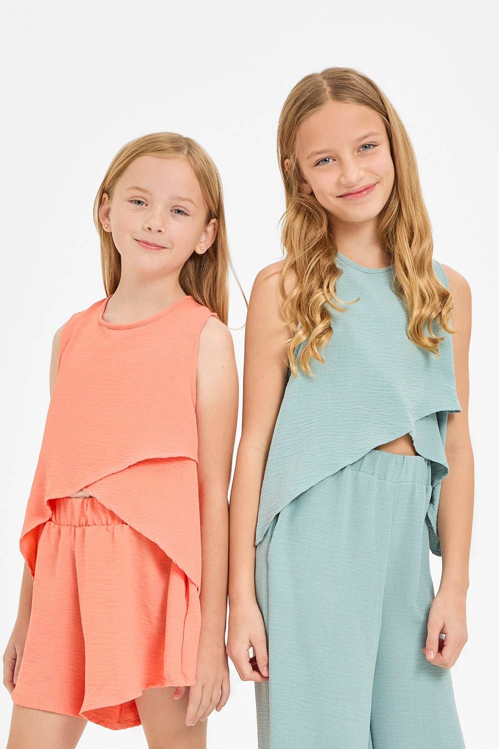 Good Girl - Wholesale T-Shirt - Kids - Wrap Design High-Low Sleeveless Blouse8