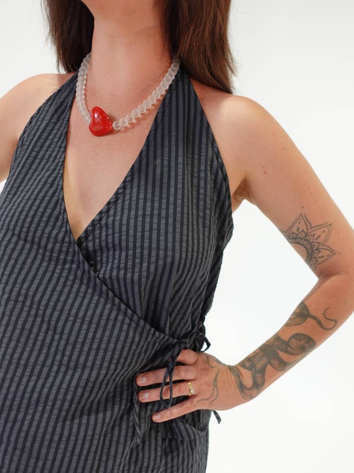 Wrap Top - Charcoal Stripe for wholesale by Amilita The Label