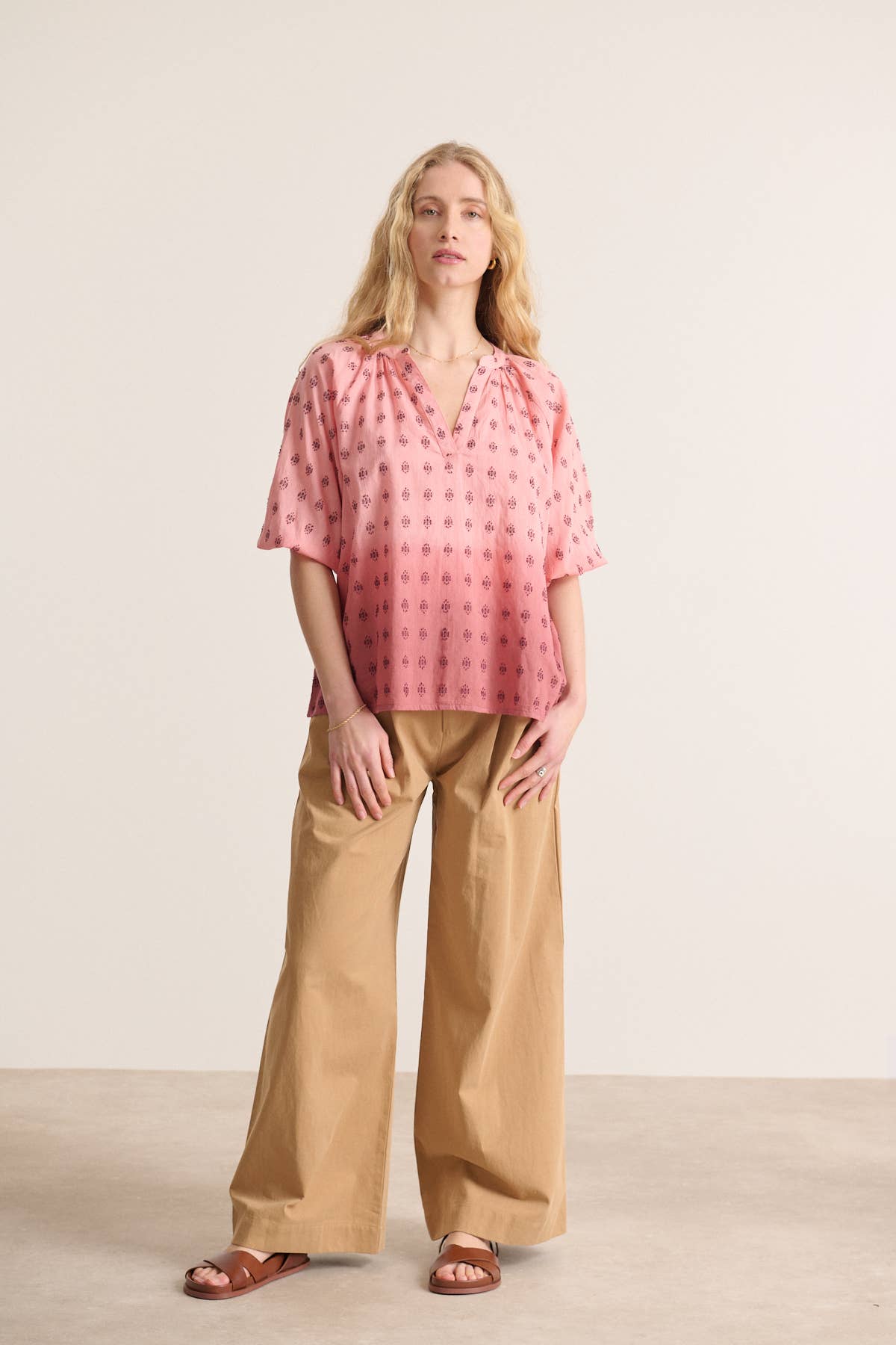 Terracotta Embroidered Tie-Dye Blouse - NEROLI for wholesale on Faire3