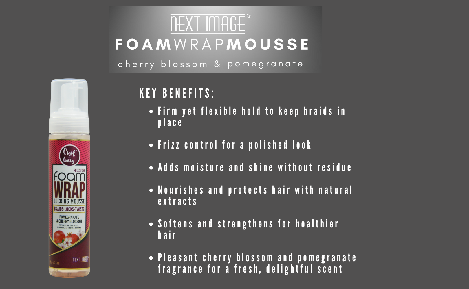 ON Natural USA - Wholesale Hair Styling Gel/Mousse - NEXT IMAGE-Foam Wrap Locking Mousse[Pome & Cherry Blossom]5