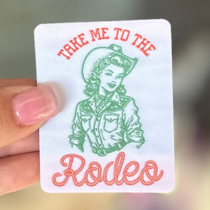 Take me to the Rodeo (Lady) woven Patch for wholesale by Southern N Savvy