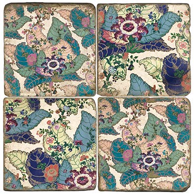 Tobacco Leaf - Tumbled Marble Coasters Set/4 for wholesale by Studio Vertu