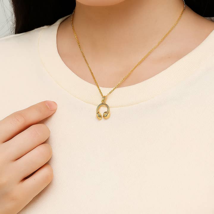 Headset Charm, Gold Filled Music Headphones Pendant, CP2076 for wholesale by Beads Creation