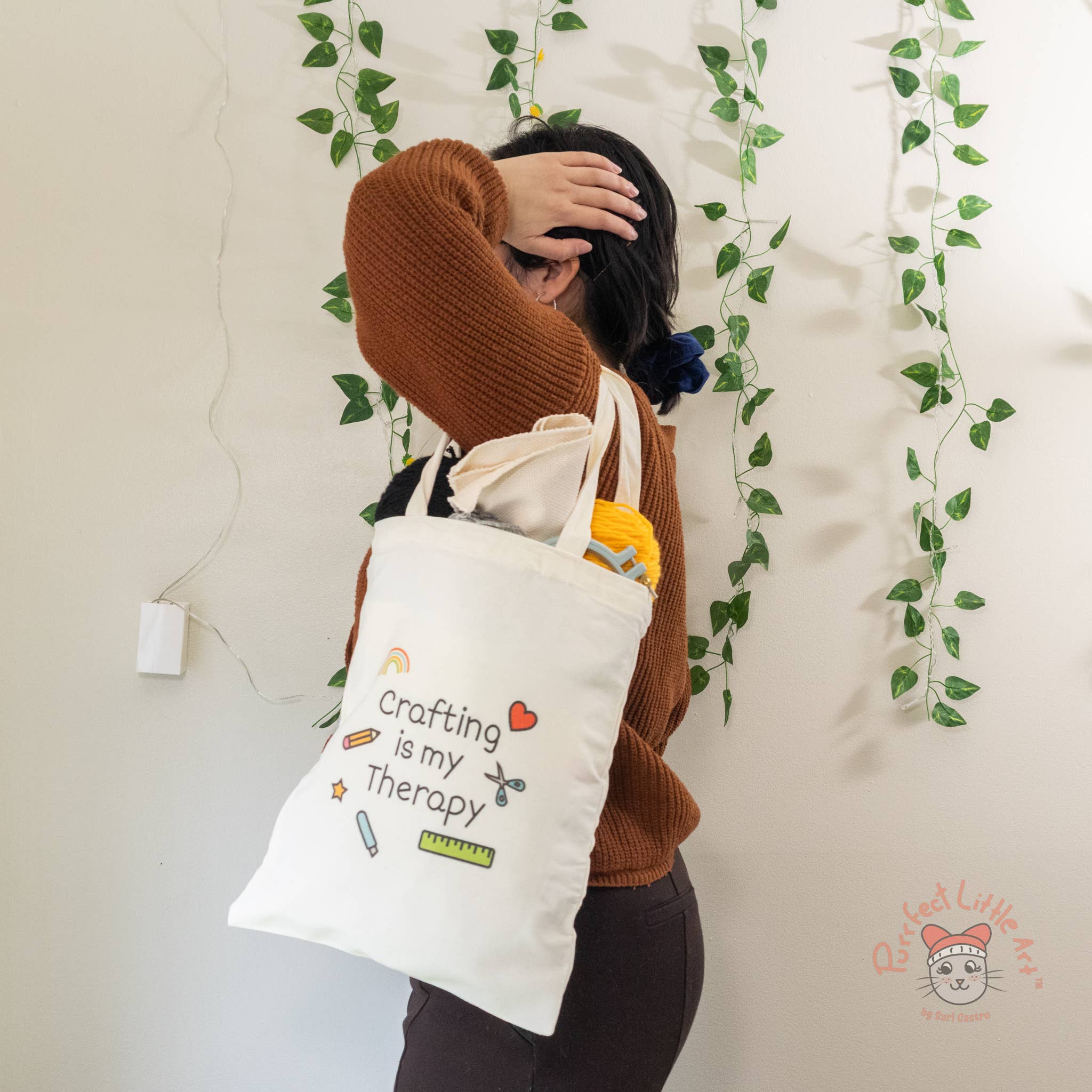 Purrfect Little Art - Wholesale Tote Bag - Women's - Crafting is My Therapy Tote | Craft Lovers  2