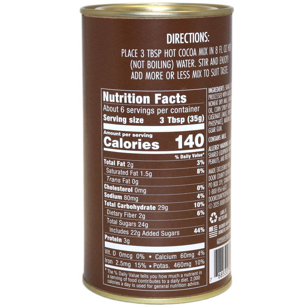 Door County Coffee - Vendita all'ingrosso Mix per cioccolata calda - Door County - Scatola di latta per cioccolato fondente, 200 ml1