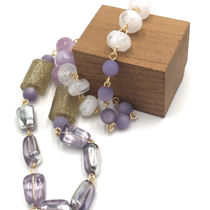 Lavender Glitter Carmen Necklace for wholesale by Leetie Lovendale