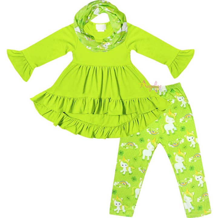 Bufanda mágica de unicornio del día de San Patricio para niñas pequeñas - Lima para venta al por mayor de Angeline Kids