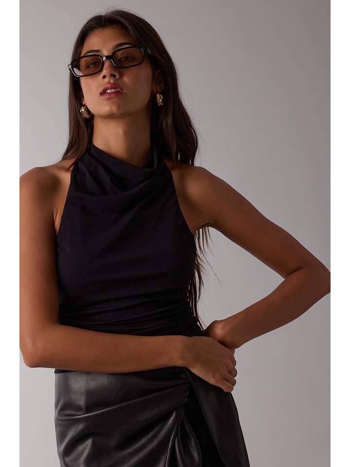 Sky to Moon - Wholesale Tank Top - Women's - NYLON SOLID COLOR COWL NECK OPEN BACK TOP9