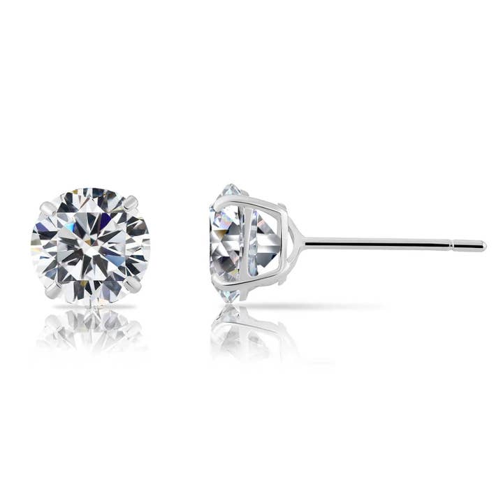 14k White Gold CZ Studs Earrings for wholesale by Paris Jewelry