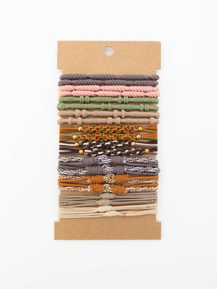 Retro Bohemian Stackable Hair Tie Bracelet Set ☮️ for wholesale by Leto Accessories
