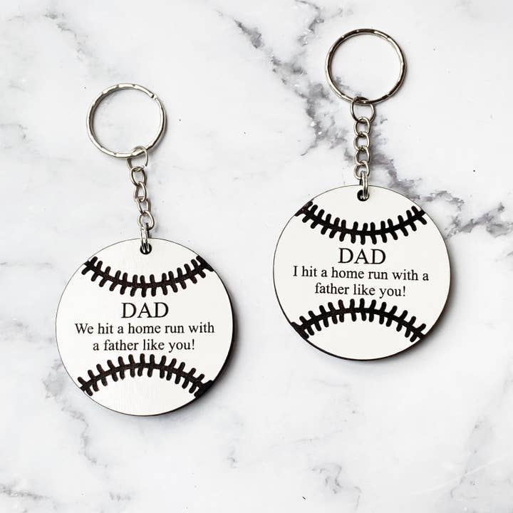 Baseball Bonus Dad We Hit a Home Run Father's Day Keychain for wholesale by M.Ree Jewels Creative