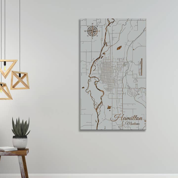 Montana: Hamilton Street Map for wholesale by Fire & Pine