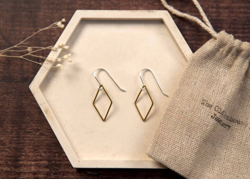 The Old Farmhouse Jewellery – wholesale Dangle earrings – Small Brass Earrings, sterling silver, brass charm, dainty14
