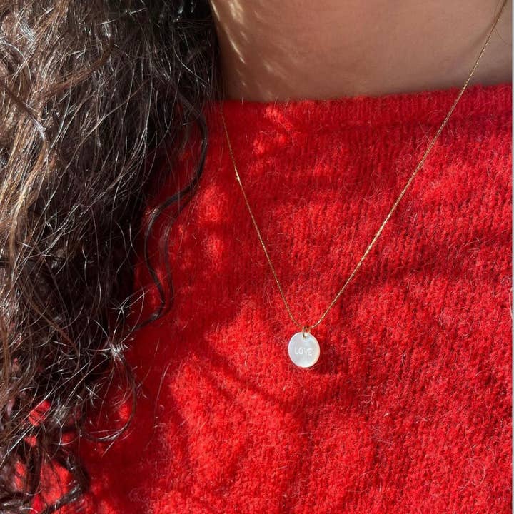 LITCHI - Wholesale Pendant/Charm Necklace - Mother-of-pearl Love necklace2