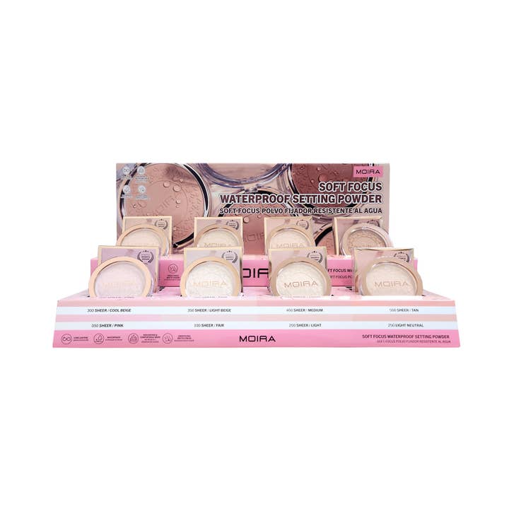 Moira Makeup Display Soft Waterproof Setting Powder 24pc for wholesale by Moira Cosmetics