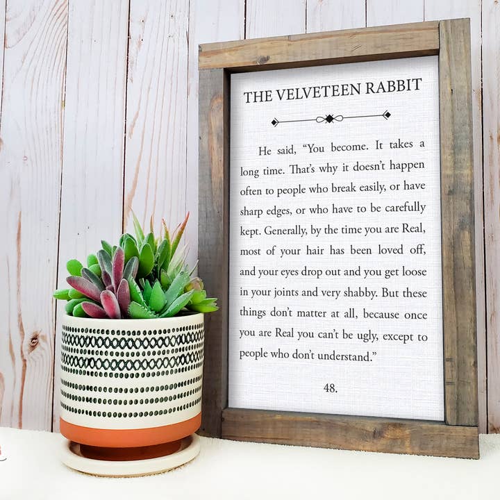 The Velveteen Rabbit Book Quote Wood Sign for wholesale by WhimsyLotus