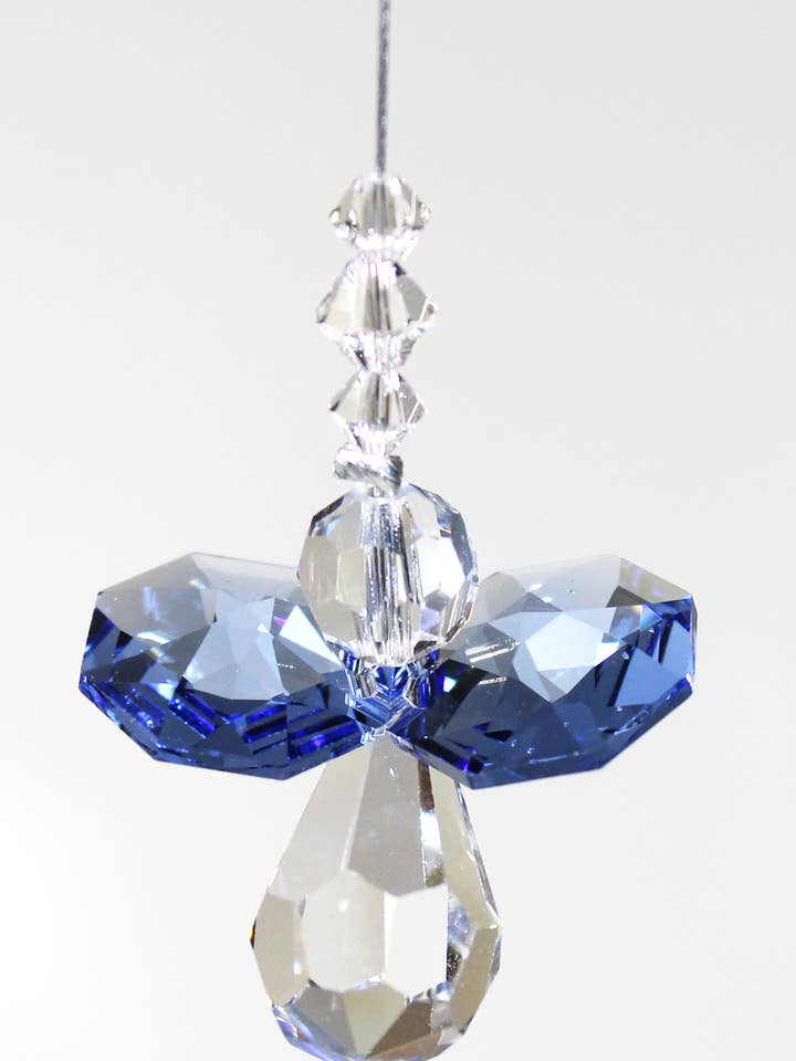 Little Angel Suncatcher - Saphir (7,5 pouces avec fil) pour la vente par Silver Deer Crystal