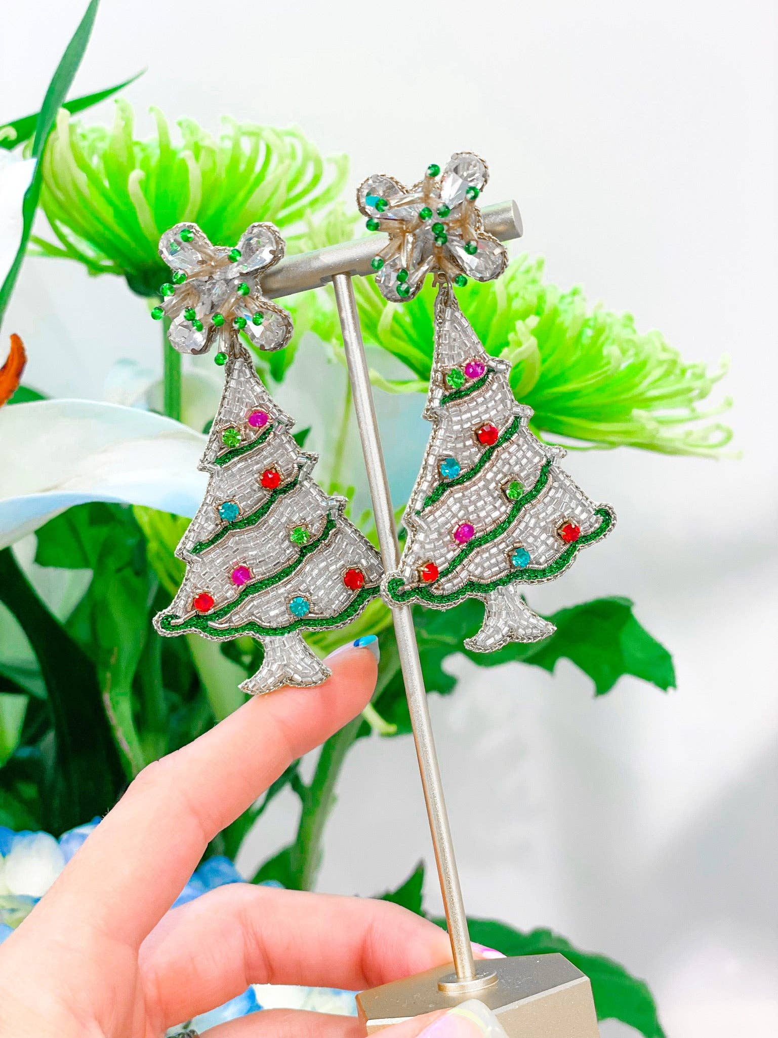 Taylor Shaye Designs - Wholesale Dangle Earrings - Beaded Colorful Christmas Tree1