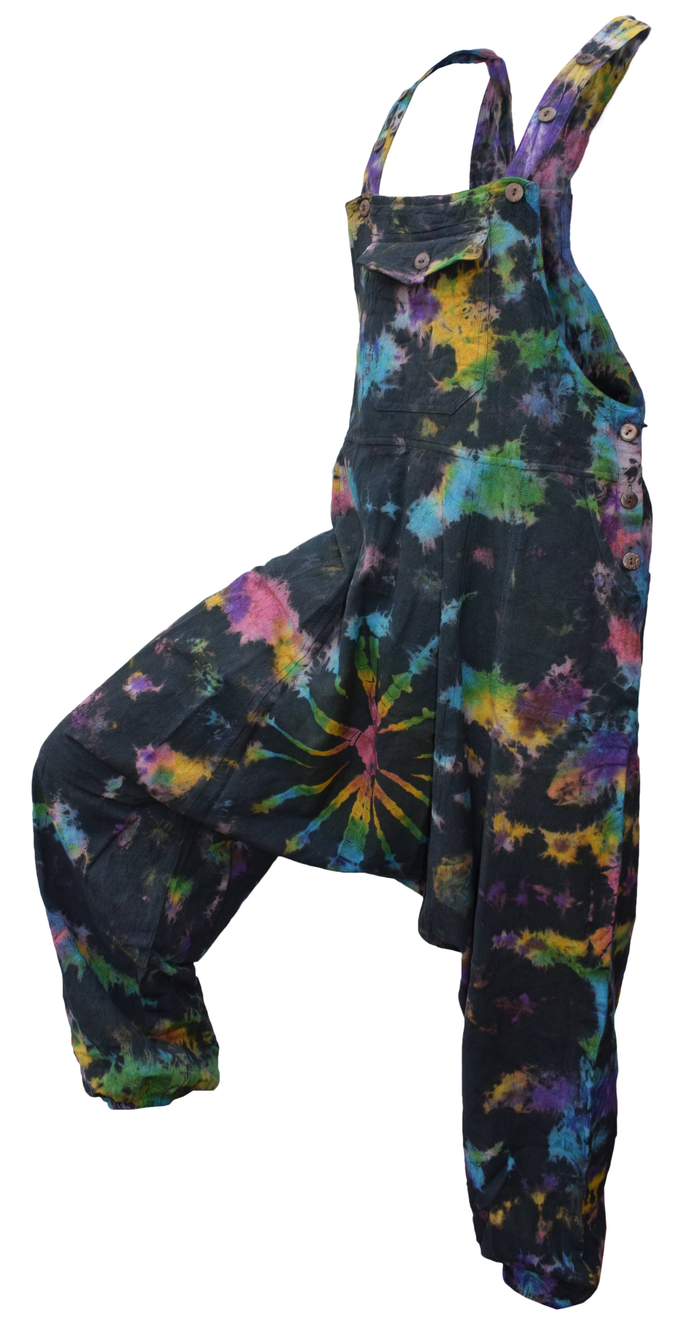 Gheri – wholesale Overalls – Women's – Womens Tie Dye Ali Baba Harem Dungaree1