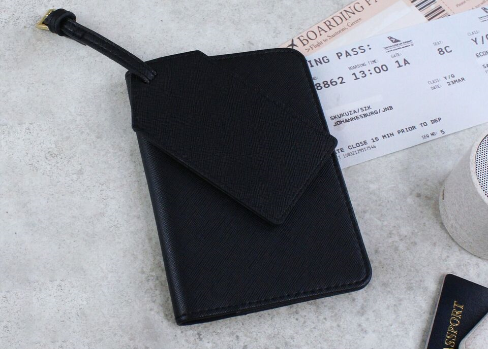 eBuyGB Craft Blanks - Wholesale Passport Case - Unisex - PU Leather Passport Holder & Luggage Tag Holiday Travel Set0