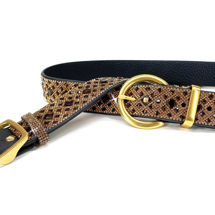 CEINTURE ET RALLONGE EN CRISTAL CHOCOLAT ET DIAMANT MARRON pour la vente par Jacqueline Kent