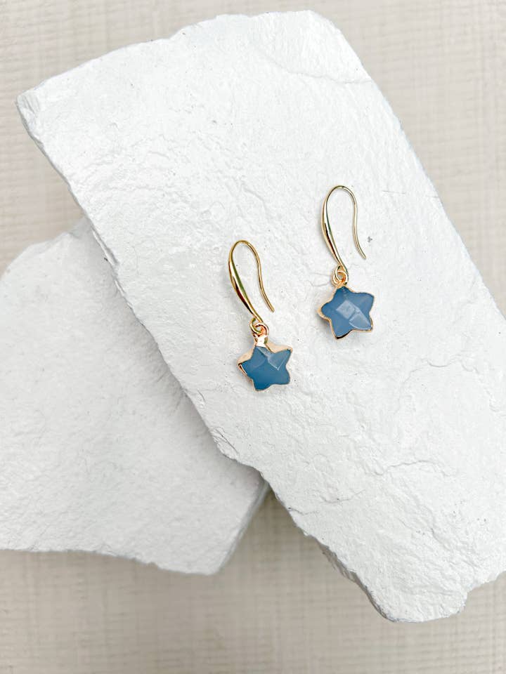 Agate Star Grey Gold Plated Earrings for wholesale by Roc Jewellery