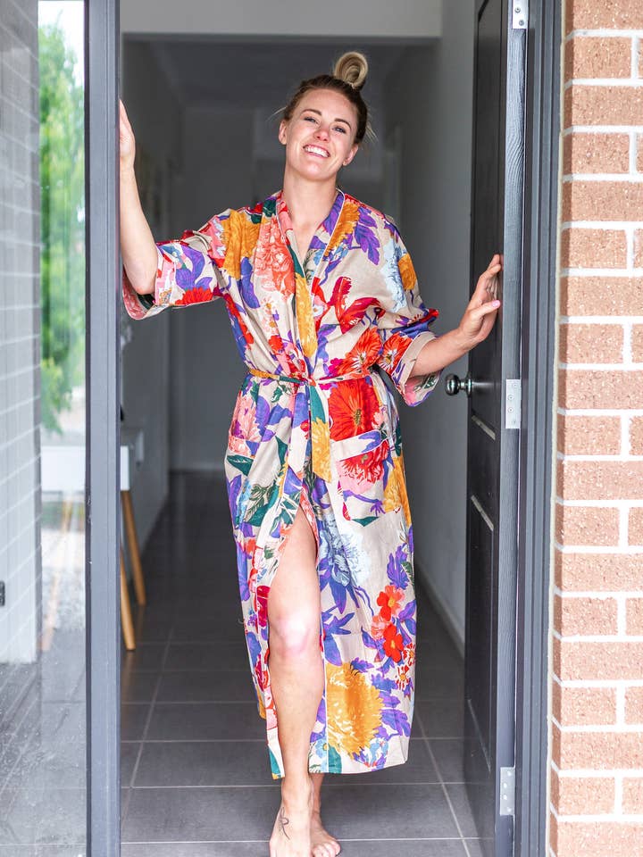 Linen Connections - Wholesale Robe - Women's - Kimono Cotton Kimono Bathrobe Frida Valentines Day GiftBird