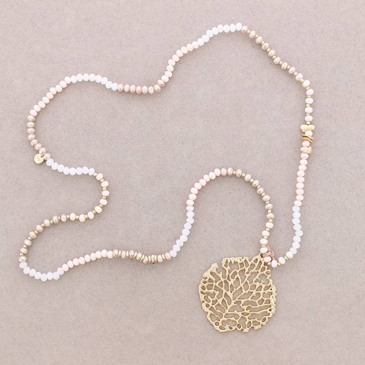 La Cuerda De Sol - Wholesale Pendant/Charm Necklace - Faceted Crystal Long Necklace with Metal Pendant